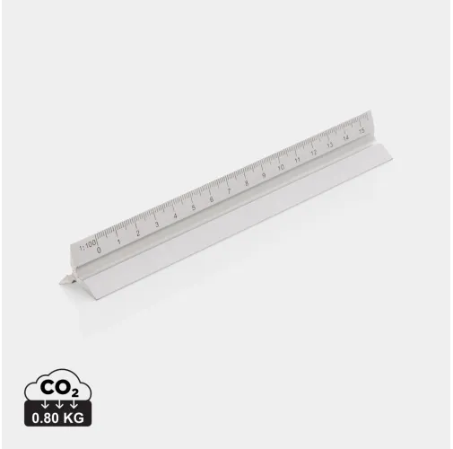 Regla triangular de aluminio 15cm.
