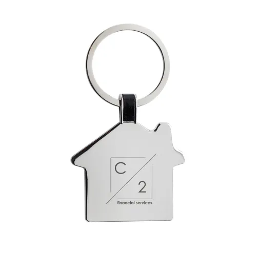 Llavero casa de aleación de zinc reciclado RCS