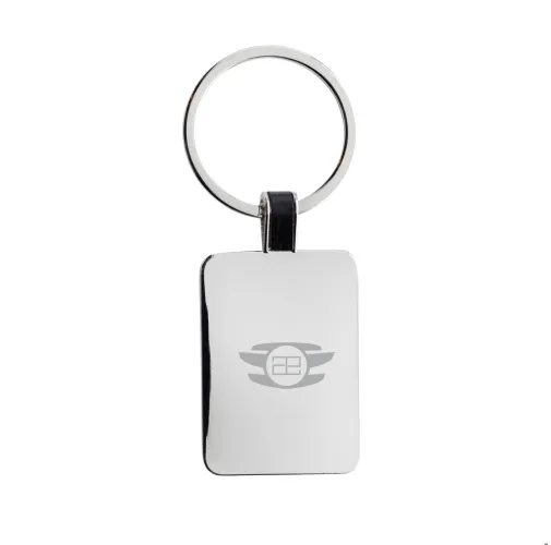 plata Llavero rectangular de aleación de zinc reciclado RCS