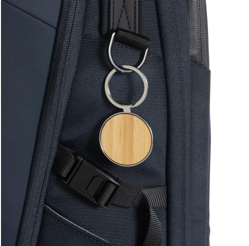 Llavero redondo de aleación de zinc reciclado RCS con bambú