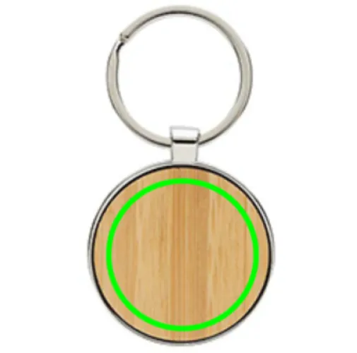 Llavero redondo de aleación de zinc reciclado RCS con bambú