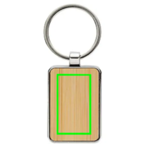 Llavero rectangular aleación de zinc reciclado RCS con bambú