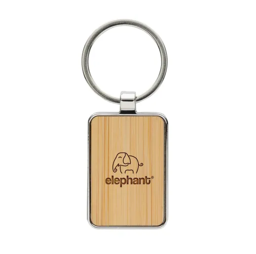 Llavero rectangular aleación de zinc reciclado RCS con bambú