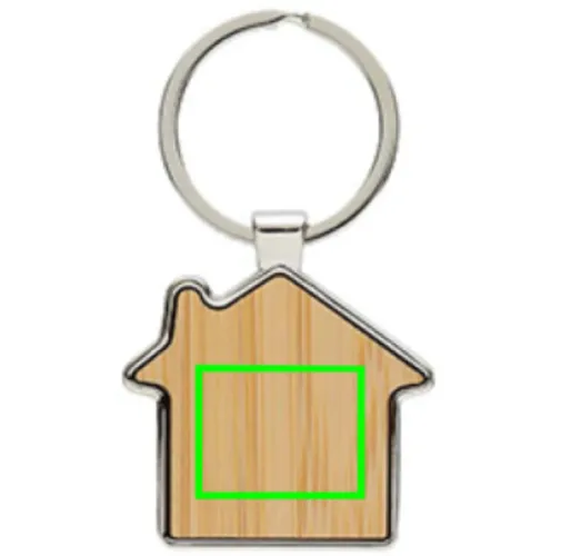 Llavero forma casa aleación de zinc reciclado RCS con bambú