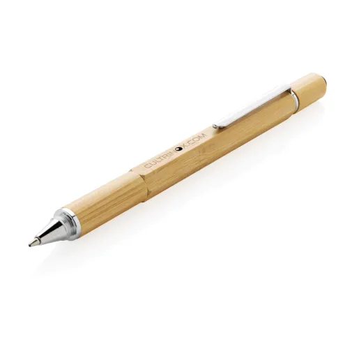 marron Bolígrafo de bambú 5 en 1