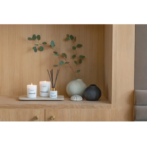 blanco Vela Ukiyo perfumada pequeña en vaso