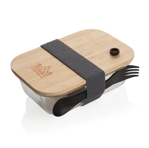 Fiambrera de vidrio con tapa de bambú