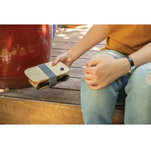 Fiambrera de vidrio con tapa de bambú