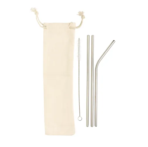Juego de pajitas reutilizables de acero inoxidable de 3 uds
