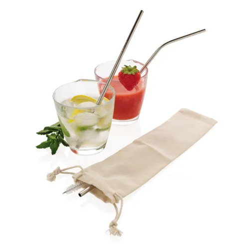 Juego de pajitas reutilizables de acero inoxidable de 3 uds