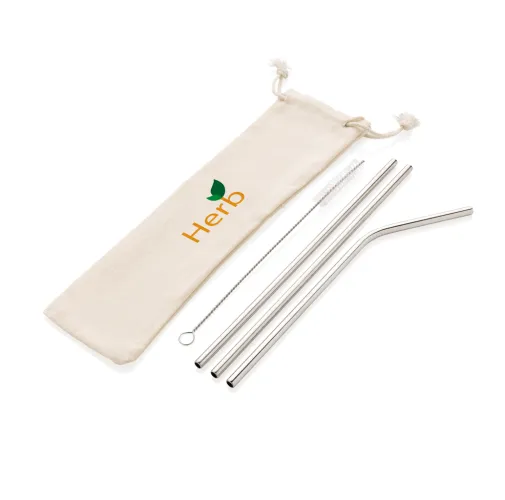 Juego de pajitas reutilizables de acero inoxidable de 3 uds
