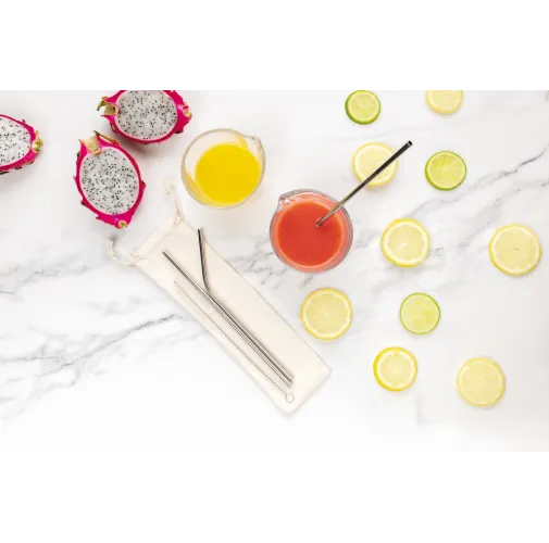 Juego de pajitas reutilizables de acero inoxidable de 3 uds