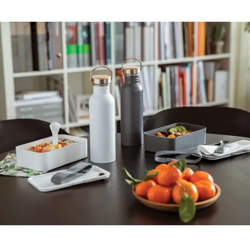 blanco Fiambrera PP con cubiertos