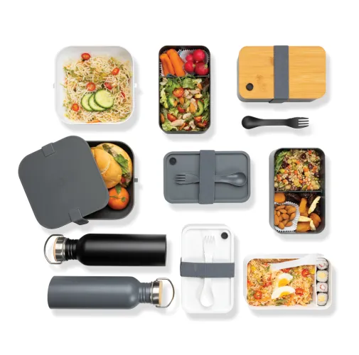 blanco Fiambrera PP con cubiertos