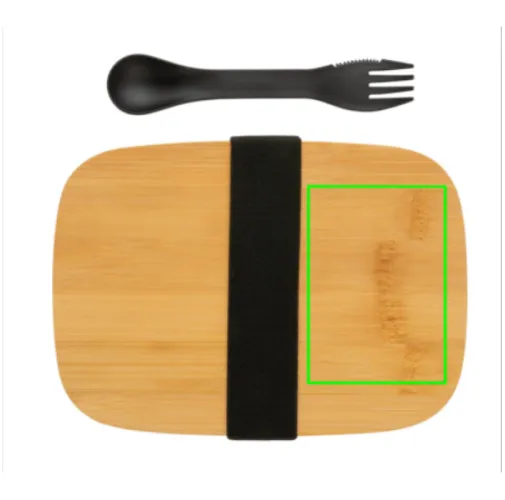 Fiambrera de acero inoxidable con tapa de bambú y cubiertos