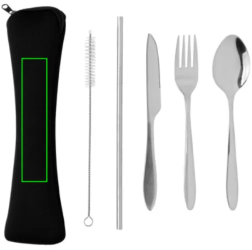 Set de cubiertos reutilizables acero inoxidable de 4 piezas