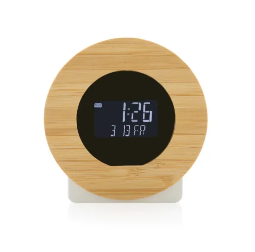 marron Reloj de escritorio Utah RCS rplastic y bambú LCD