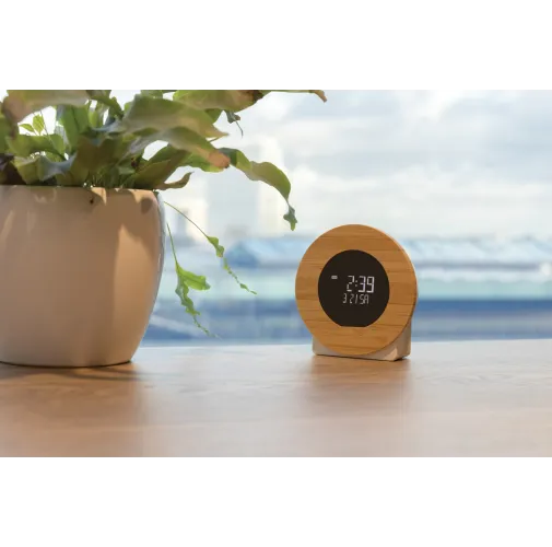 marron Reloj de escritorio Utah RCS rplastic y bambú LCD