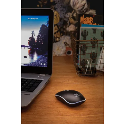 negro Ratón inalámbrico logo iluminado