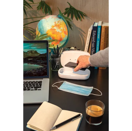 Caja esterilizadora UV-C con cargador inalámbrico de 5W