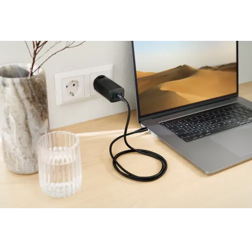 negro Cargador de pared USB de 3 puertos Philips de 65 W ultra ráp