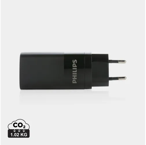CARGADOR DE PARED USB DE 3 PUERTOS PHILIPS DE 65 W ULTRA RÁP