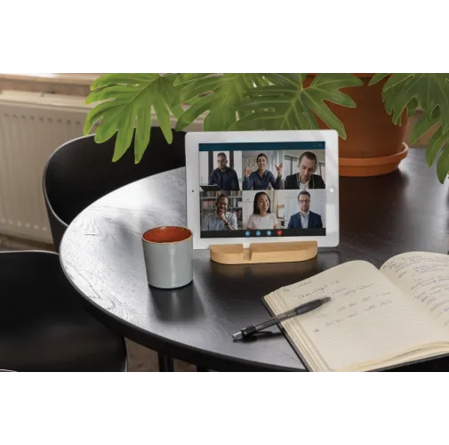 marron Soporte de bambú para tablet y teléfono