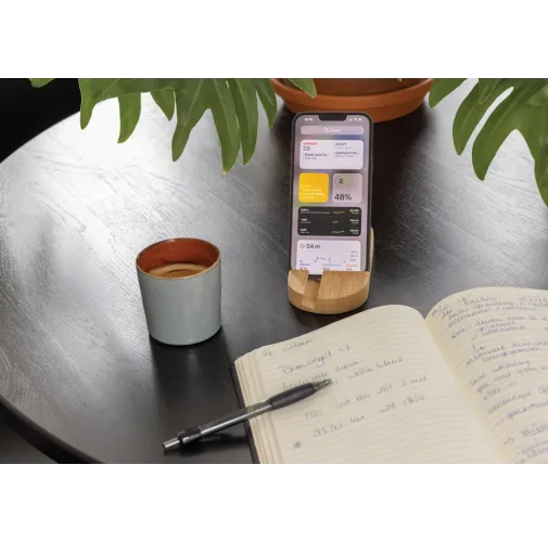 marron Soporte de bambú para tablet y teléfono