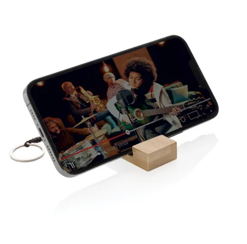 Soporte para teléfono con llavero de bambú Standkey