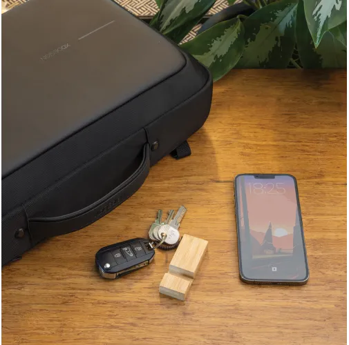 Soporte para teléfono con llavero de bambú Standkey