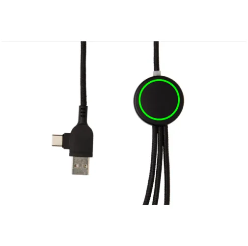 negro Cable 6 en 1 con logo iluminado