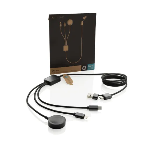 gris Cable de carga 6 en 1 Terra RCS rPET con cargador de reloj