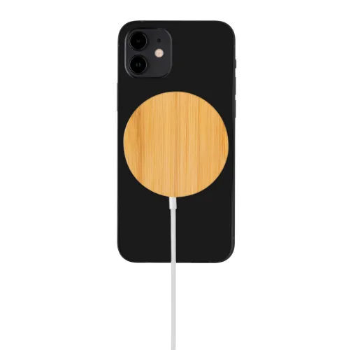 Cargador inalámbrico magnético de bambú de 10W