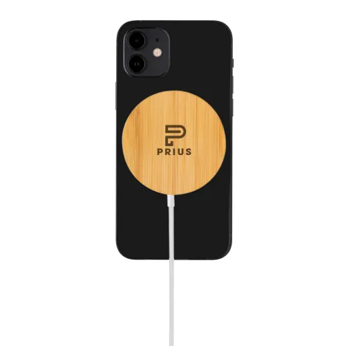 Cargador inalámbrico magnético de bambú de 10W