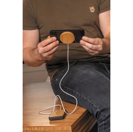 Cargador inalámbrico magnético de bambú de 10W