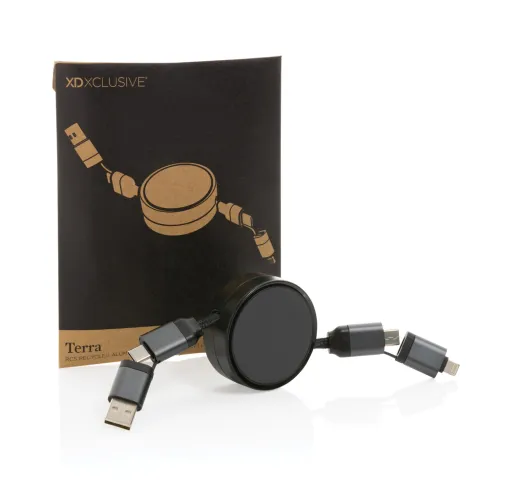 Cable retráctil 45W aluminio reciclado 6 en 1 Terra RCS