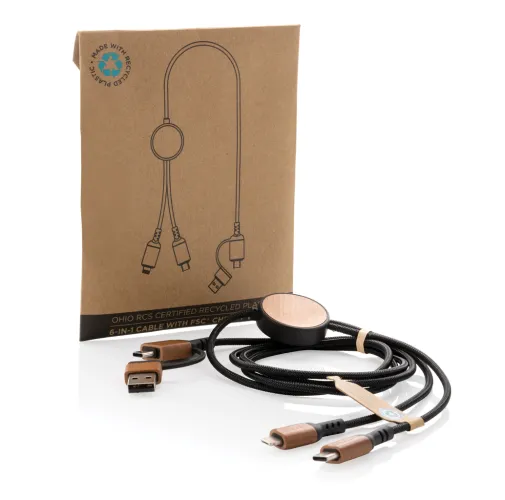 negro Cable Ohio 6 en 1 de plástico reciclado certificado RCS