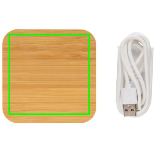 marron Cargador inalámbrico de 5W de bambú con USB