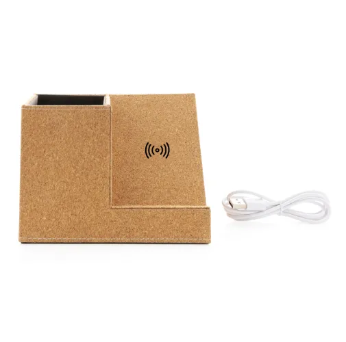 Portalápices de corcho y cargador inalámbrico de 5W