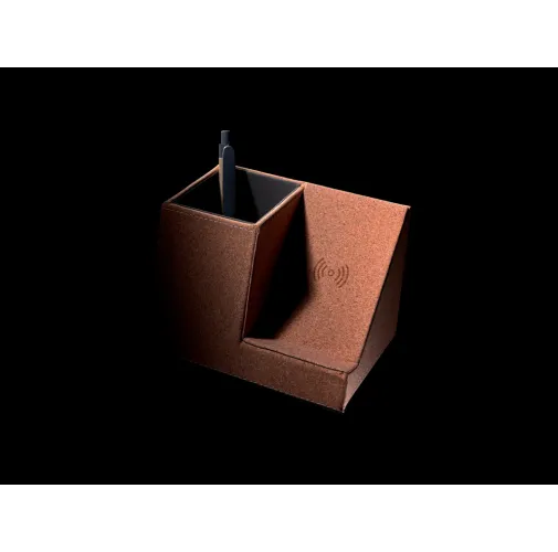 Portalápices de corcho y cargador inalámbrico de 5W