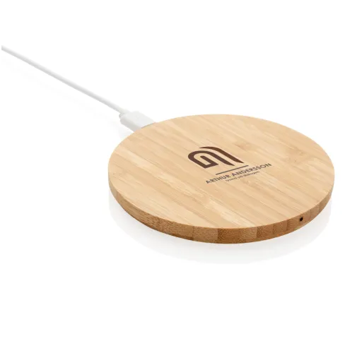 marron Cargador inalámbrico redondo de 5W de bambú