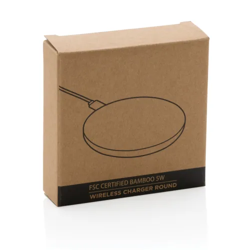 marron Cargador inalámbrico redondo de 5W de bambú