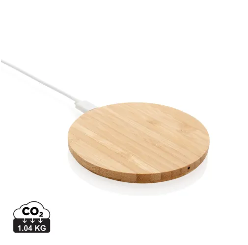 CARGADOR INALÁMBRICO REDONDO DE 5W DE BAMBÚ