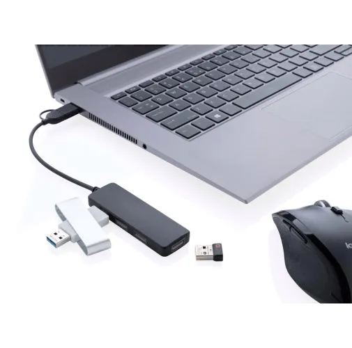 negro Puerto USB RCS de plástico reciclado con doble entrada