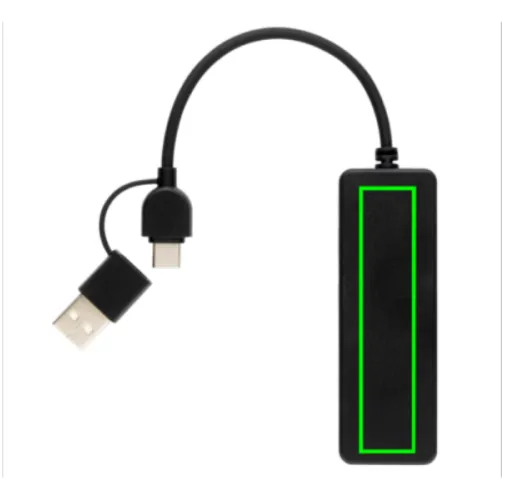 negro Puerto USB RCS de plástico reciclado con doble entrada