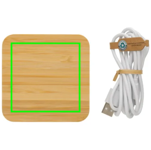 marron Cargador inalámbrico bambú 10W con USB