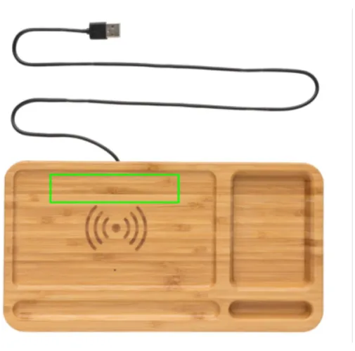 marron Organizador de escritorio y cargador 10W de bambú