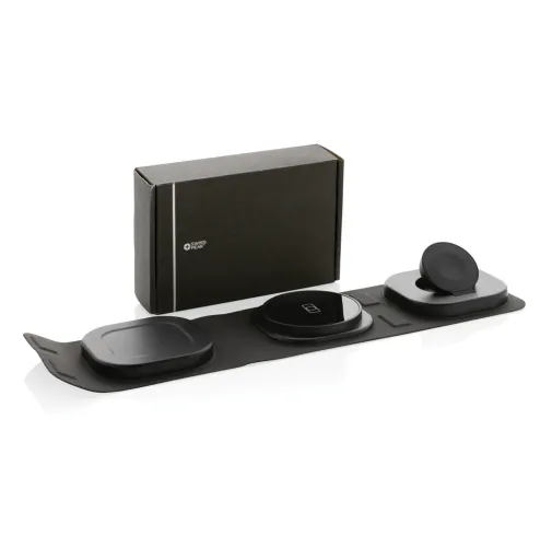 gris, negro Cargador viaje inalámbrico Swiss Peak RCS rplastic 3 en 1