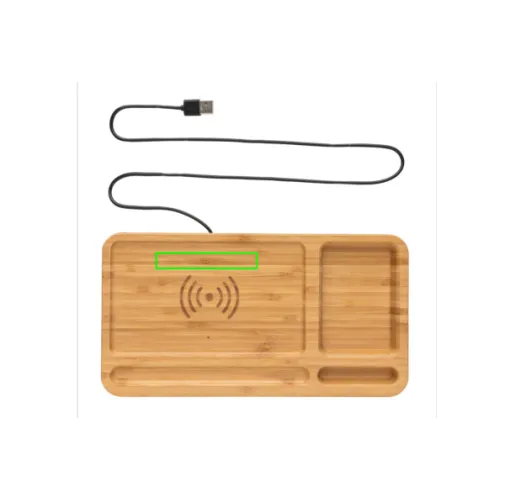 marron Organizador escritorio inalámbrico 5W de bambú