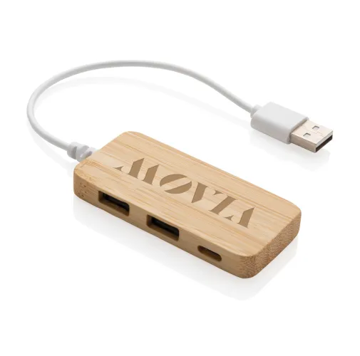 Hub de bambú con tipo C